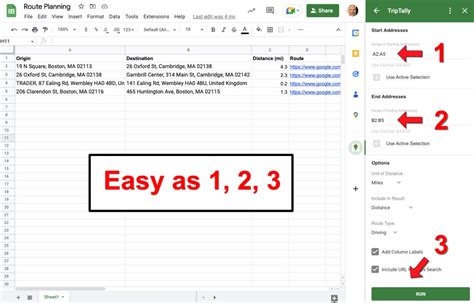 Google Sheets Distance Calculations